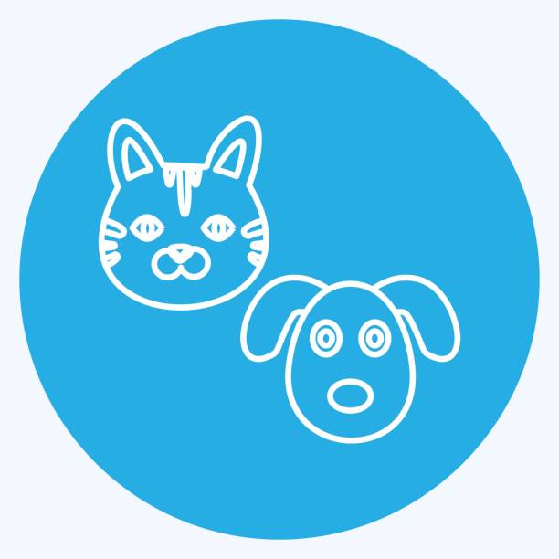 ilustrações, clipart, desenhos animados e ícones de ícone de pets no estilo de olhos azuis da moda isolado em fundo azul macio - chihuahua dog pet carrier puppy