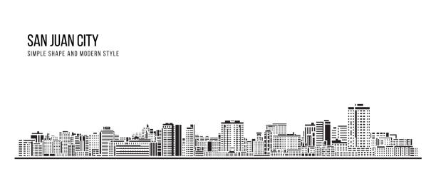 cityscape building abstract prosty kształt i sztuka w nowoczesnym stylu projektowanie wektorowe - san juan city - portoryko obrazy stock illustrations