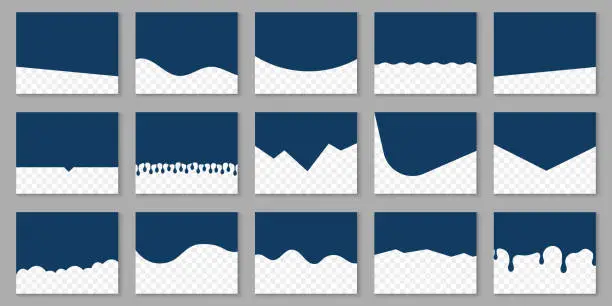 Vector illustration of Set of Template Dividers Shapes for Website. Curve Lines, Drops, Wave Collection of Design Element for Top, Bottom Page Web Site. Divider Header for App, Banners or Posters. Vector Illustration