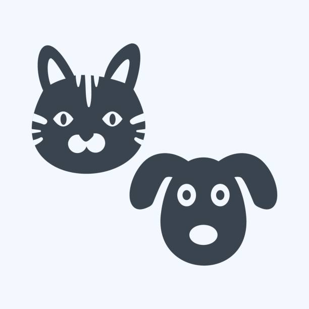 ilustrações, clipart, desenhos animados e ícones de ícone de animais de estimação no estilo glifo da moda isolado em fundo azul macio - chihuahua dog pet carrier puppy