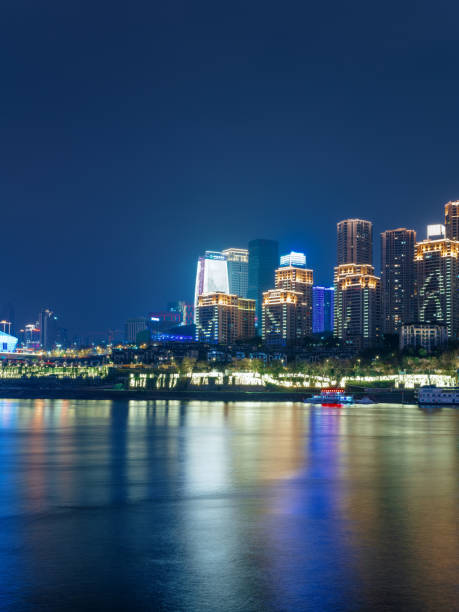 istock Night view of Chongqing riverside at night 1370664965