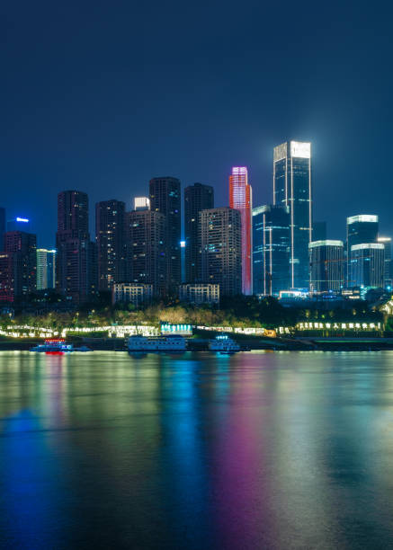 istock Night view of Chongqing riverside at night 1370664976