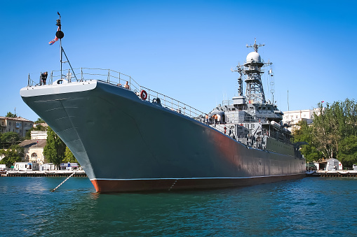 warship docked in the bay. Sevastopol. Crimea