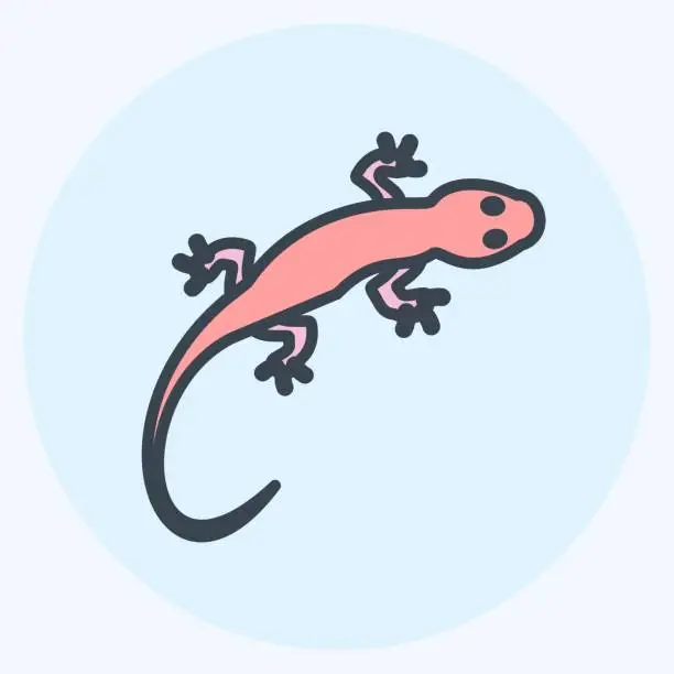 Vector illustration of Pet Lizard Icon in trendy color mate style isolated on soft blue background
