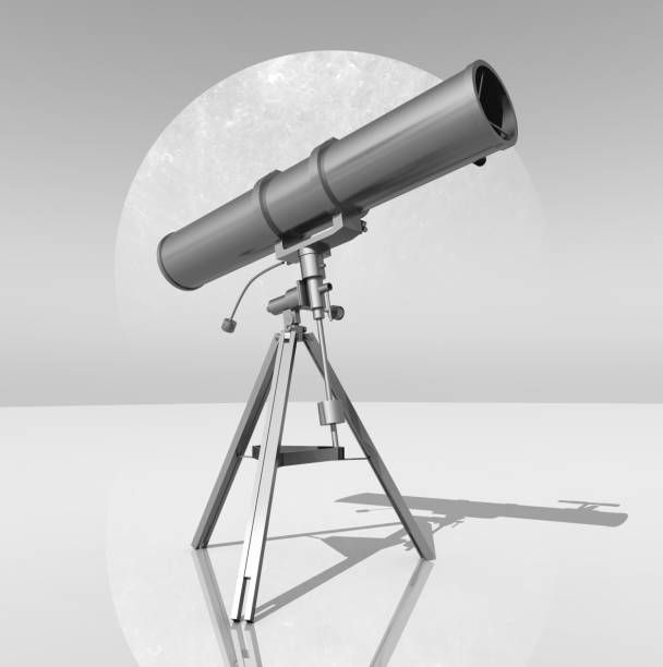 istock Telescope in front of a planet in black and white 1370667013
