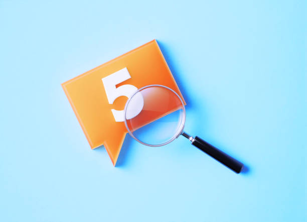 istock Magnifier And Speech Bubble With Number 5 On Blue Background 1370667773