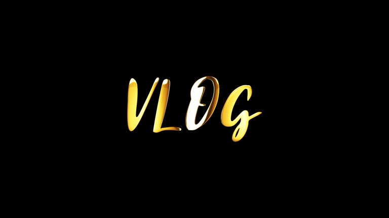 V LOG Gold Text Titles background typography of VLOG isolated with alpha channel Quick time Prores 444 encode.