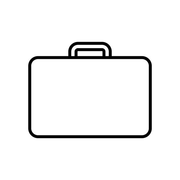 illustrations, cliparts, dessins animés et icônes de icône de la ligne de bagages, logo de contour vectoriel isolé sur fond blanc - suitcase travel luggage label