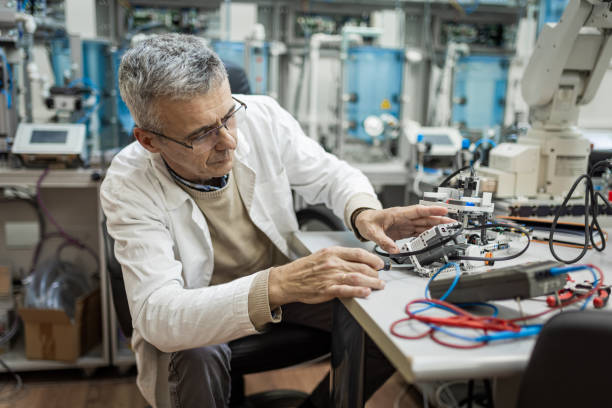 istock Mature man working in robotics laboratory 1370670999