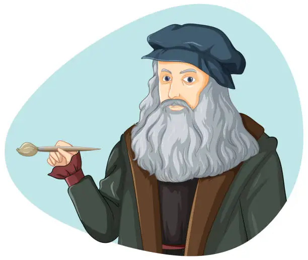 Vector illustration of Leonardo da Vinci cartoon character