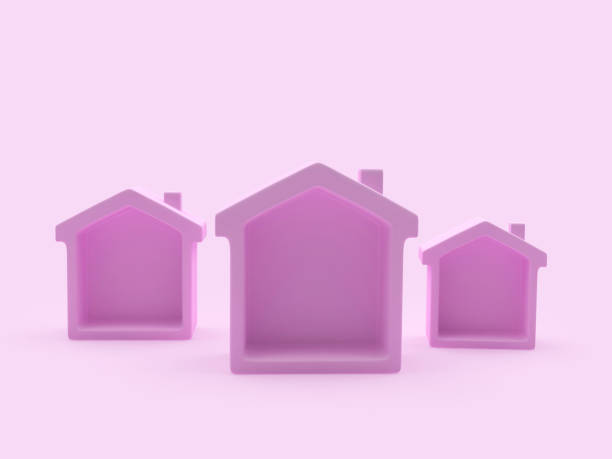 istock Pink houses icons 1370674101