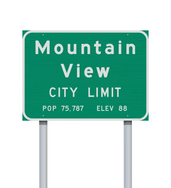Vector illustration of Mountain View City Limit road sign