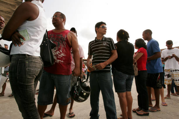 eunapolis, bahia, brazil - october 3, 2010: electories queue to vote during elections in the city of Eunapolis.