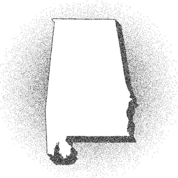 Vector illustration of Stippled Alabama map - Stippling Art - Dotwork - Dotted style