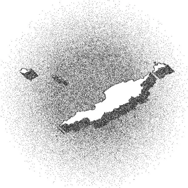 Vector illustration of Stippled Anguilla map - Stippling Art - Dotwork - Dotted style