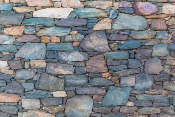 Stone wall with mixed size stones and different shapes. Stock Image.