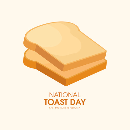 Two slices of toasted bread icon vector. Toast Day Poster, last Thursday in February. Important day