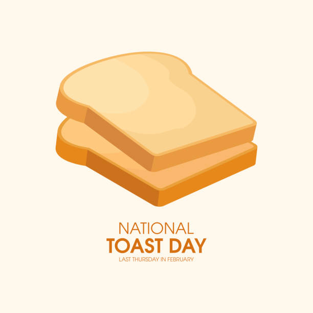 National Toast Day vector Two slices of toasted bread icon vector. Toast Day Poster, last Thursday in February. Important day toasted bread stock illustrations