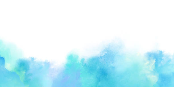 istock Delicate blue abstract watercolor background frame on white. Watercolor texture and creative fluid paint gradients. 1370678533