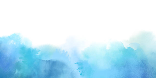 istock Blue abstract watercolor background frame on white. Watercolor texture and creative fluid paint gradients. Abstract watercolor light background 1370678535