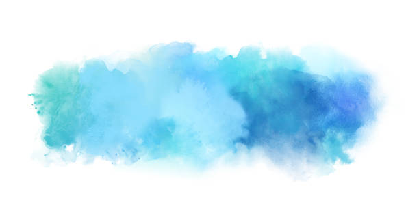 istock Artistic blue abstract watercolor background banner on white. Watercolor texture and creative flowing paint gradients. Abstract watercolor 1370678587