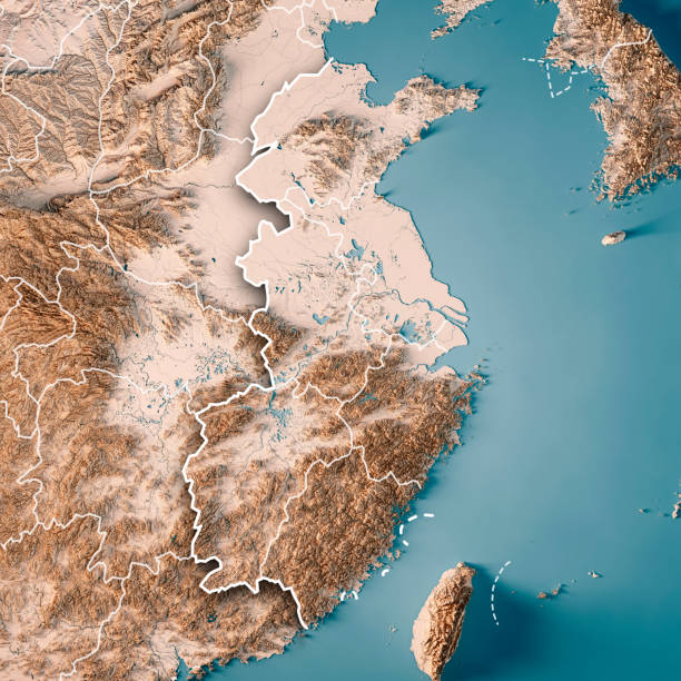 istock East China Region 3D Render Topographic Map Neutral Border 1370680160