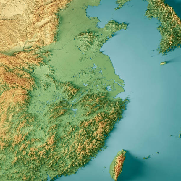 istock East China Region 3D Render Topographic Map Color 1370680216