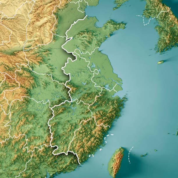 istock East China Region 3D Render Topographic Map Color Border 1370680369