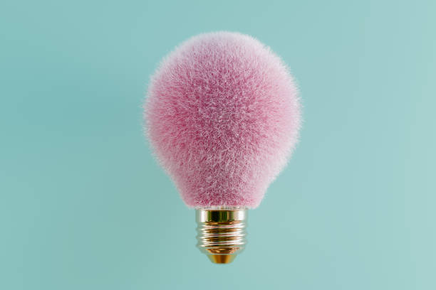 hairy light bulb 3d rendering - ongebruikelijk stockfoto's en -beelden