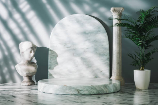 istock Product mockup pedestal 3d rendering 1370682036