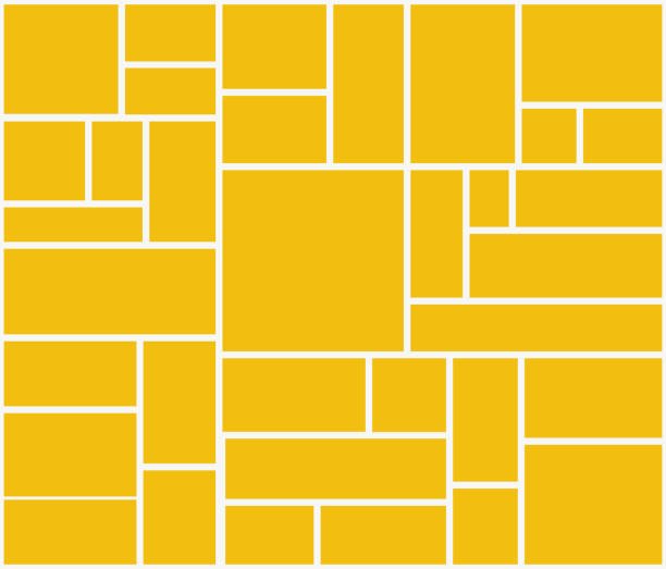 koláž fotorámečku. šablona mozaikových fotorámečků. album s obrázky a mřížkou. čtverec se žlutými obrázky. návrh vzoru galerie na palubě. vektor - plán na papíře fotky stock ilustrace