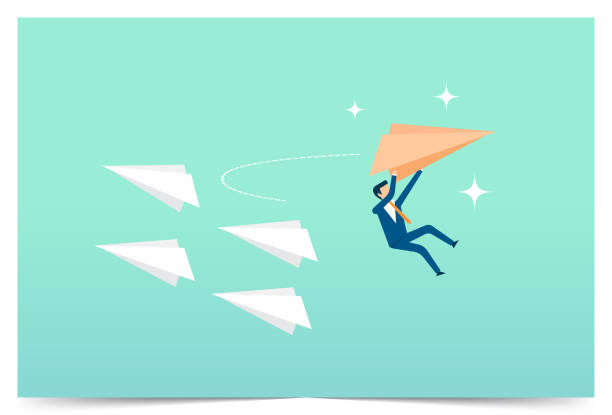 istock Paper plane go to success goal, airplanes teamwork flying, business start up, leadership, creative idea, different Approach 1370687486