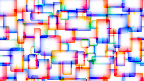 Multicolored abstract seamless pattern of overlapping transparent rectangles. Vector illustration. vector art illustration