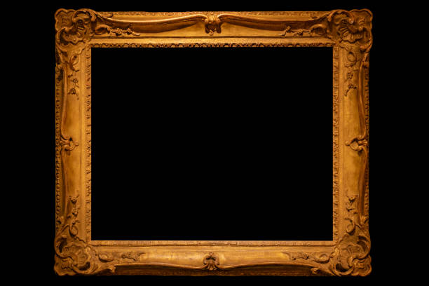 medieval golden frame isolated on white background