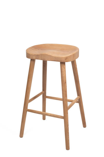 istock tall wooden bar stool isolated on white background. 1370690457