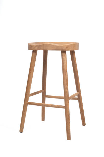 istock tall wooden bar stool isolated on white background. 1370690480