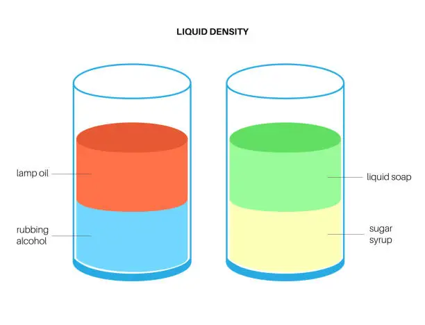 Vector illustration of Liquid density experiment