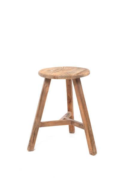 wood chair stool on white background.