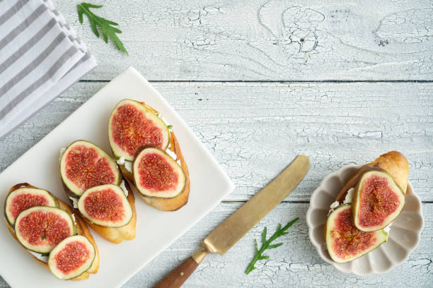 istock Breakfast or snack with fig croutons 1370691878