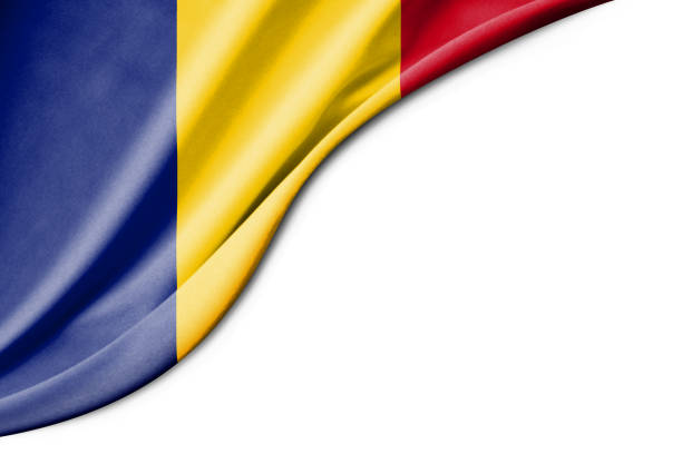 istock Chad flag. 3d illustration. with white background space for text. 1370694850
