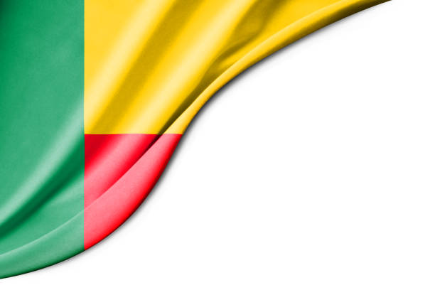 Benin flag. 3d illustration. with white background space for text. Close-up view.