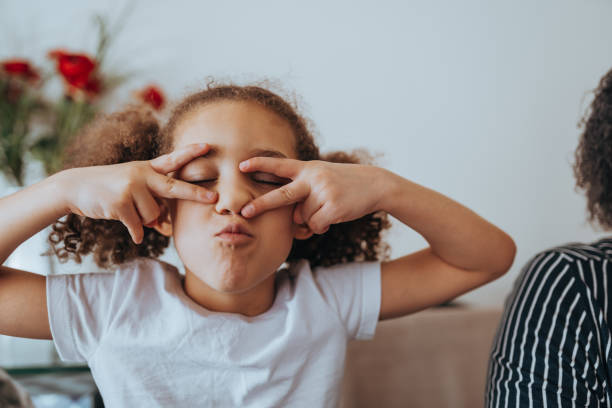 Playful girl at home