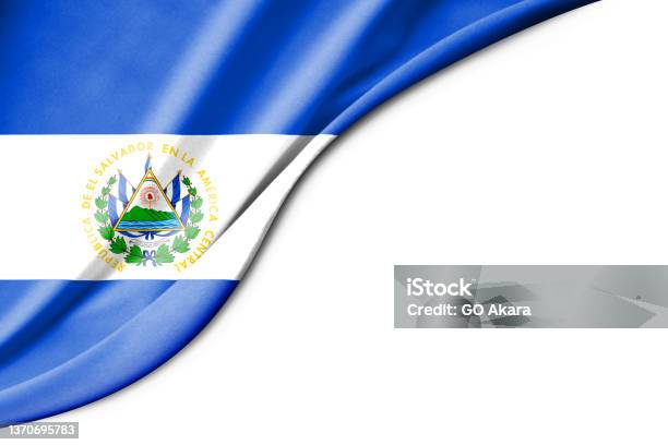El Salvador Flag 3d Illustration With White Background Space For Text Stock Photo - Download Image Now