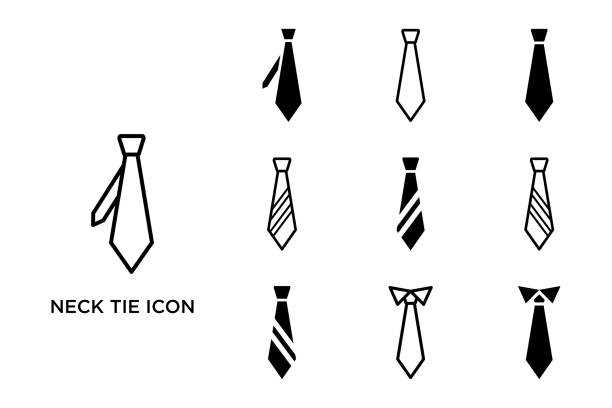 zestaw ikon krawatów szablon projektu wektorowego prosty i czysty - necktie stock illustrations