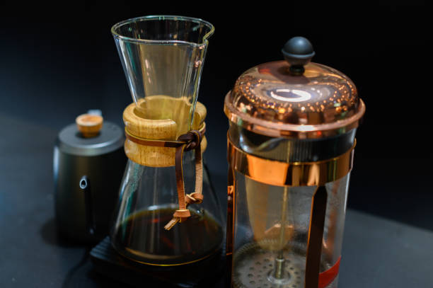 istock Coffee Pot Glass Jar and a fresh press coffee maker 1370698304