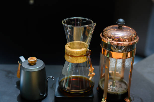 istock Coffee Pot Glass Jar and a fresh press coffee maker 1370698307
