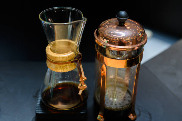 istock Coffee Pot Glass Jar and a fresh press coffee maker 1370698309