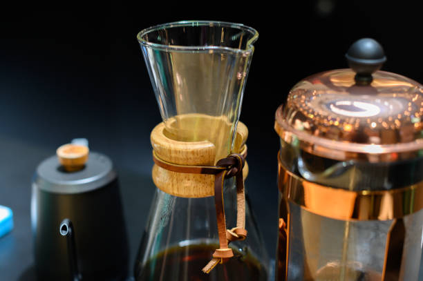 istock Coffee Pot Glass Jar and a fresh press coffee maker 1370698316