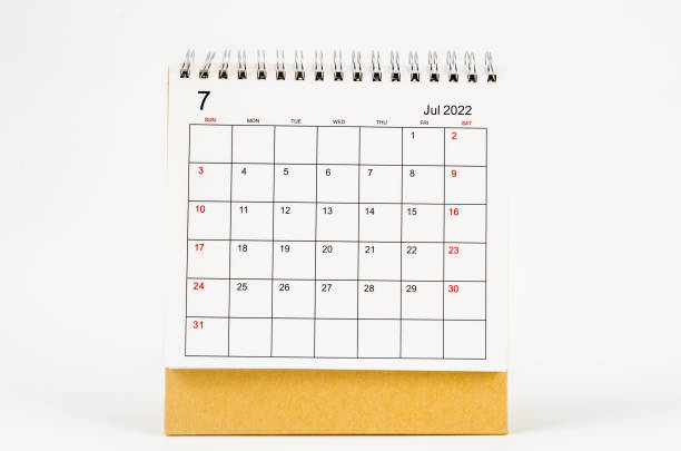istock July 2022 desk calendar on white background. 1370701463