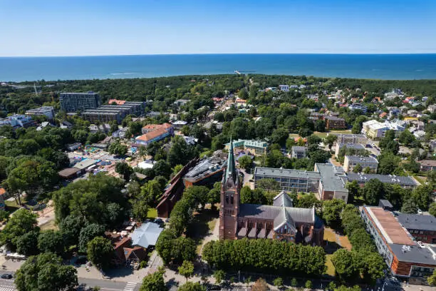 Aerial summer day view in sunny resort Palanga, Lithuania